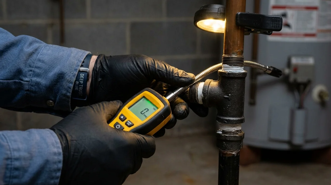Gas leak detection with electronic sniffer by Johns Plumbing LLC in Lakin